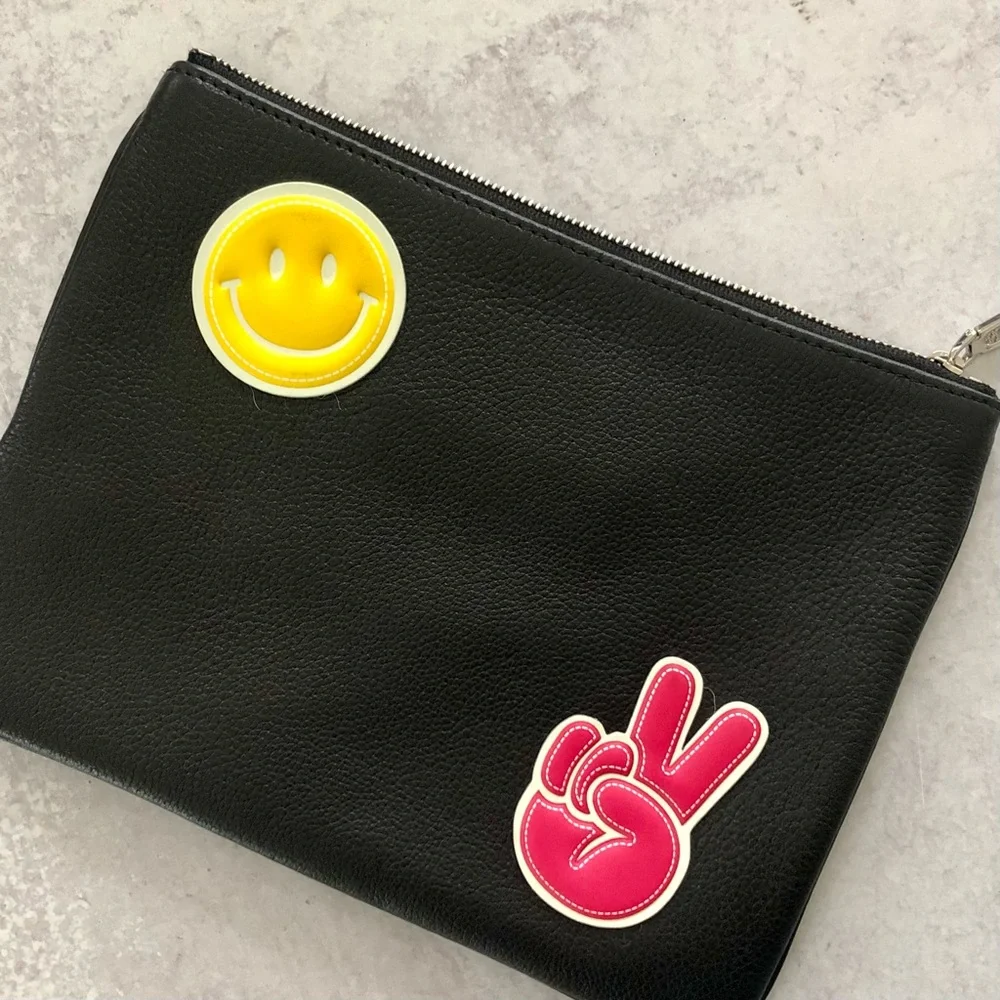 Rebecca Minkoff Good Vibes Leather Emoji Clutch Bag - Picture 4 of 5